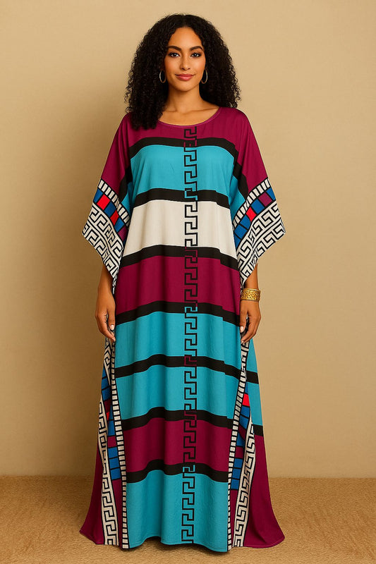 Multi-Color Cultural Kaftan Gown
