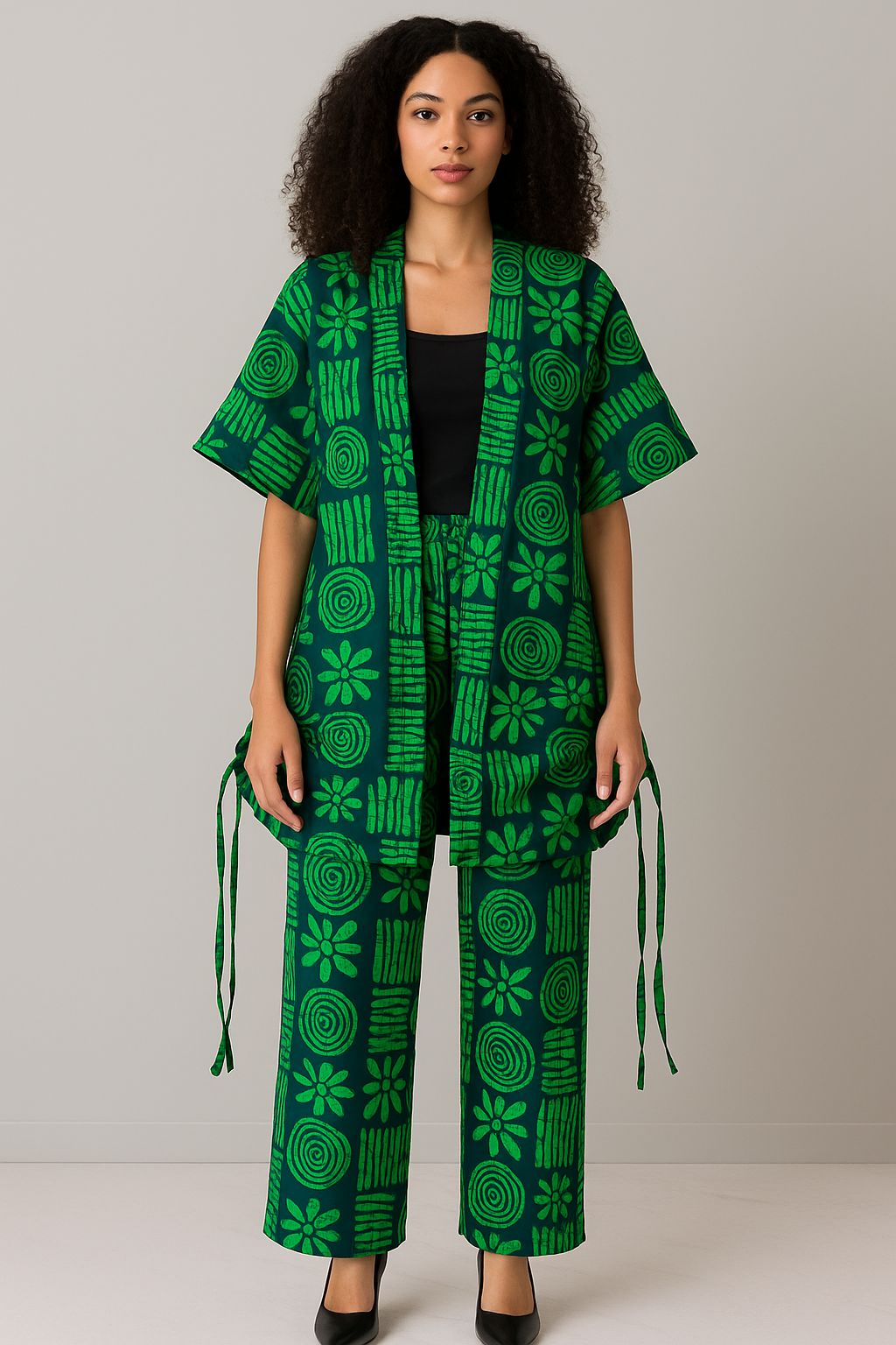 kimono jacket with wide pant
