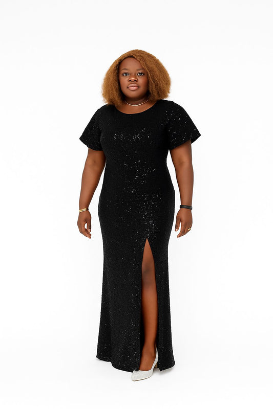 Black Sequin Maxi Dress
