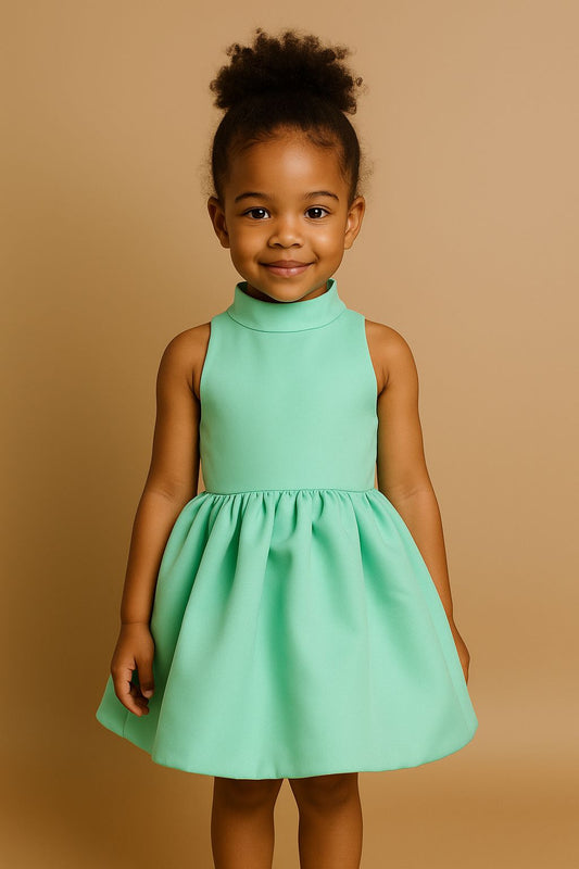 Mint Green Satin Bow Dress